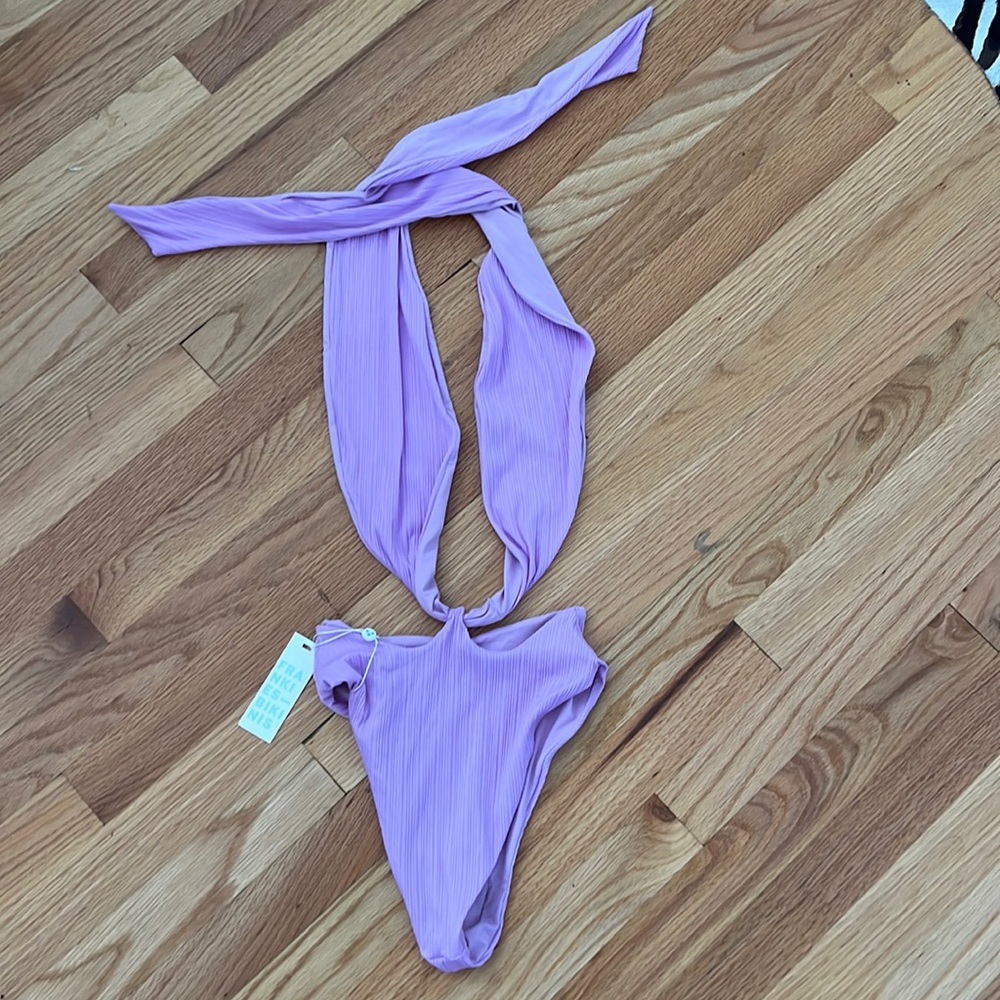 Frankie's Bikinis Lavender Ribbed One-Piece Swimsuit